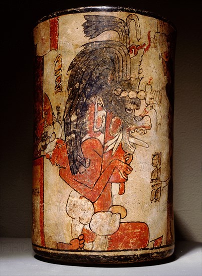 Cylindrical polychrome vessel with Palace Scene