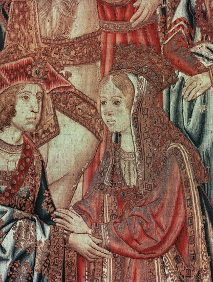 Detail from the tapestry The Triumph of Beatrice from the series The Story of the Swan Knight, the French version of Lohengrin