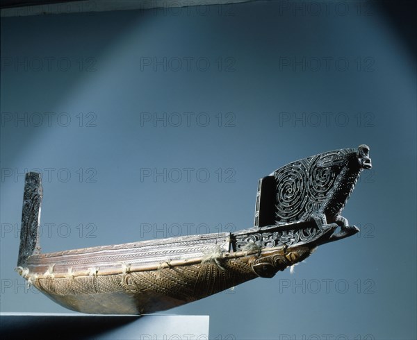 A model war canoe made in the Gisbourne area