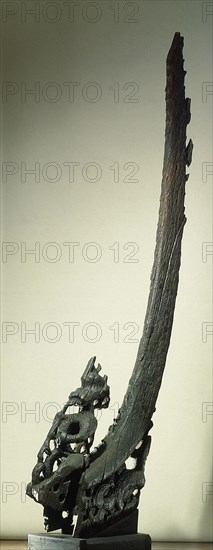 The stern post of an old war canoe