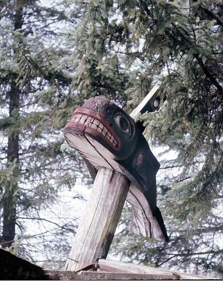 The mortuary pole of a Tlingit chief