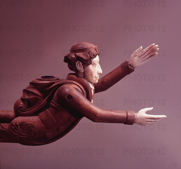 A ships figurehead in miniature, from an American Indian tobacco pipe