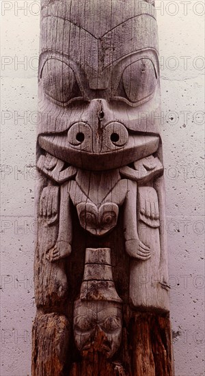 A section of a totem pole