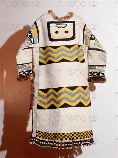 Chilkat robe with fur trim