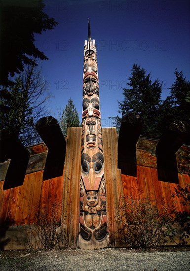 A reconstruction of a Haida Indian Longhouse, part of the Haida House complex as recreated by the Museum of Anthopology and Haida artists