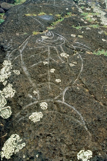 Petroglyph of a small fish near Tongariki