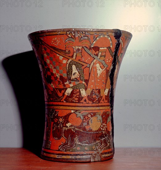 A ritual drinking vessel known as a kero