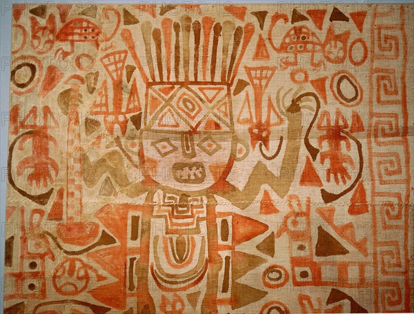 A large, painted textile, common throughout the Late Intermediate Period