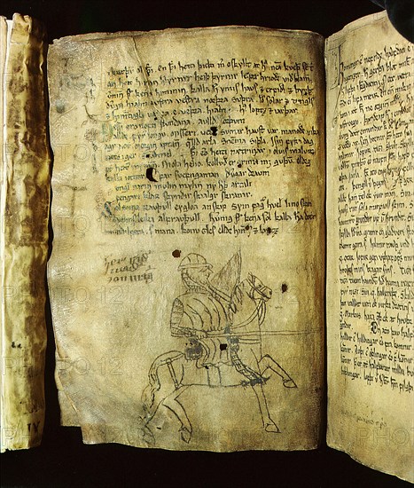 Illustration from a 14th century, manuscript of Snorri Sturlusons Prose Edda