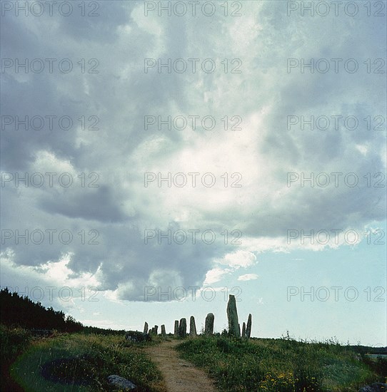 Burial site with stones forming the shape of a ship