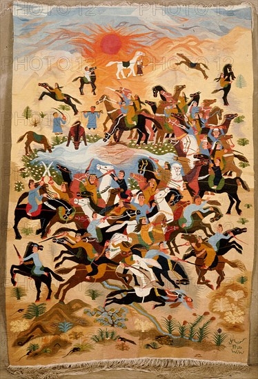 Battle on Horseback, 1976 by Karima Ali (born 1947)