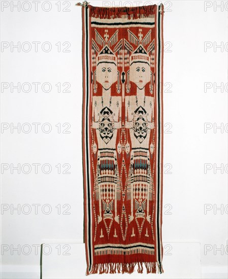 Warp ikat pua cloth worn by Iban people in ritual ceremonies called gawai connected with agriculture, warfare, and the commemoration of the dead