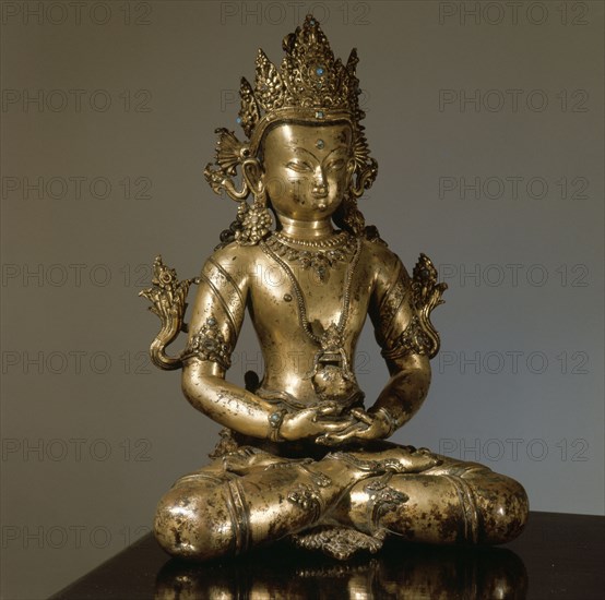 A statue of a Bodhisattva, one of those who undertakes to attain Nirvana, but who renounces it in order to help people on earth reach the same spiritual level
