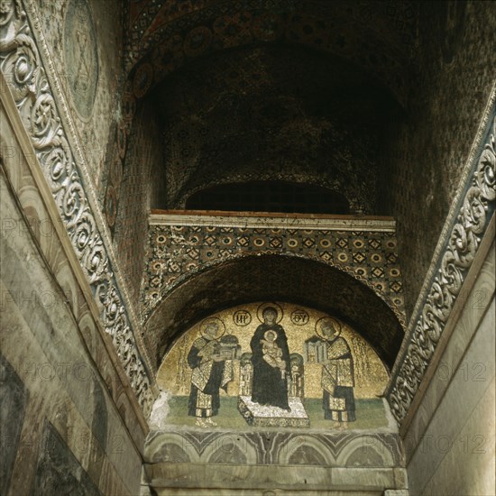 The mosaic over the South Door of the Hagia Sophia, Istanbul