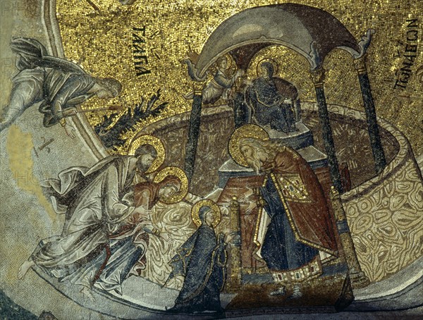 A mosaic in the Kariye Djami which forms part of a cycle of scenes created by Theodore Metochites