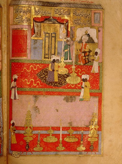 Page from the Sahansahname, a chronicle of Ottoman Sultans, written by Loqman, probably illustrated by Nakkas Osman