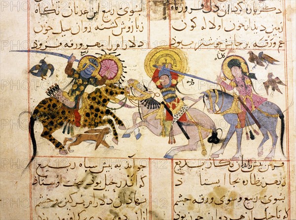 Scene from the only known illustrated manuscript of the poem, the Romance of Varqa and Gulshah, by Urwa b