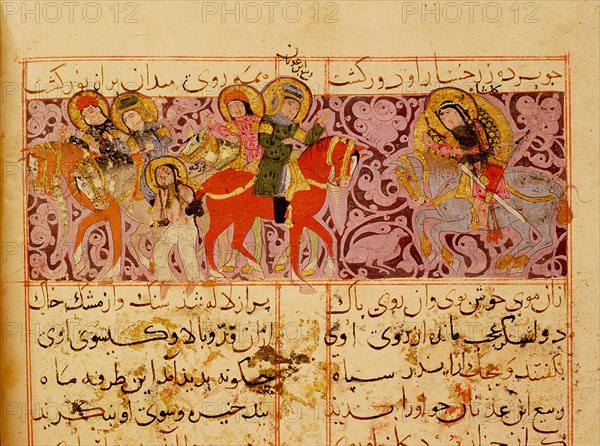 Scene from the only known illustrated manuscript of the poem, the Romance of Varqa and Gulshah, by Urwa b