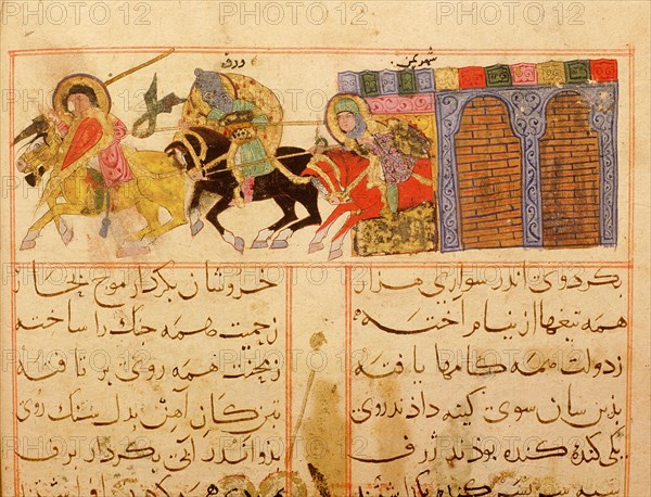 Scene from the only known illustrated manuscript of the poem, the Romance of Varqa and Gulshah, by Urwa b