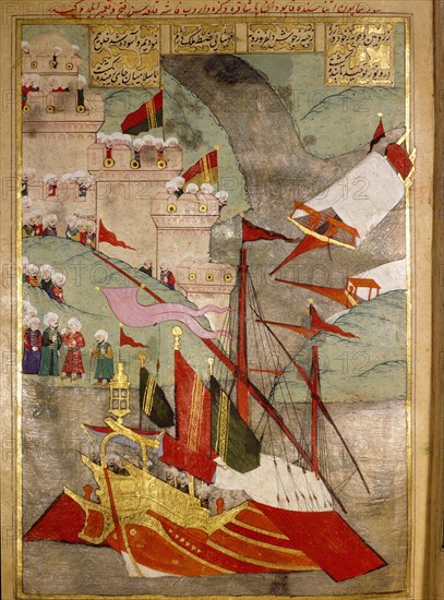 Page from the Sahansahname, a chronicle of Ottoman Sultans, written by Loqman, probably illustrated by Nakkas Osman