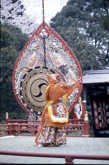 Performance of Bugaku, the dance associated with Gagaku, the ancient court music of Japan