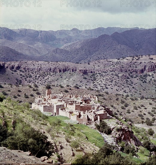 View of the granary (agadir) and village of Sidi Yaakoub