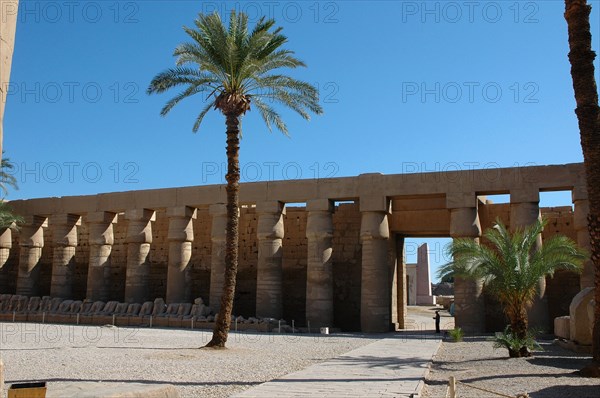 The colonnaded north wall of the forecourt of the Great Hypostyle Wall