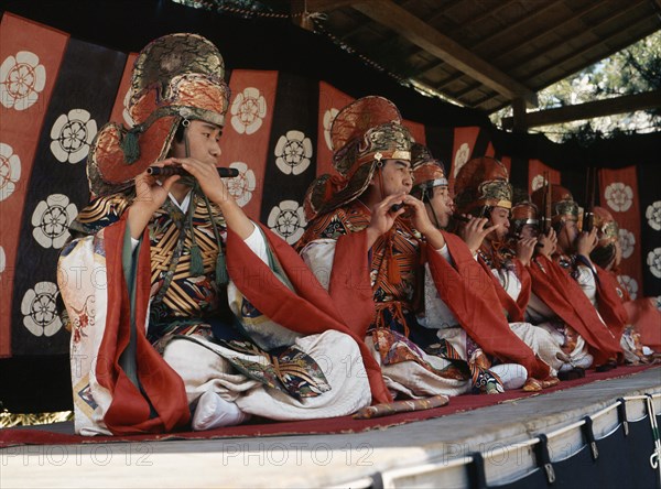 Musical performance at the Shinto temple, Ise