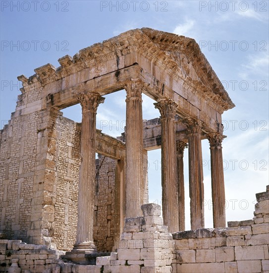 The ruins of Dougga, a small Roman town in North Africa which flourished in the 2nd-3rd centuries AD