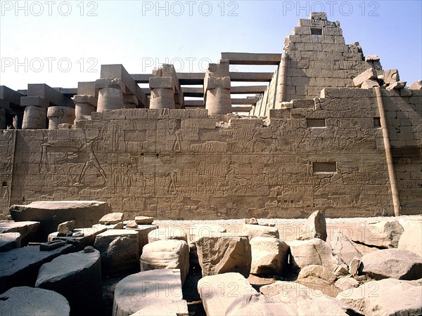 The northern wall of the Hypostyle Hall at the great temple of Amun, Karnak