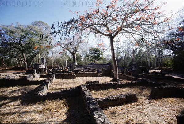 The ruins of Gedi, an important East African city and centre of the slave trade between c