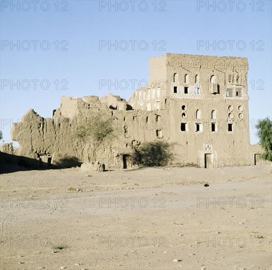 Ruins of multi-storeyed house in a village near San'a