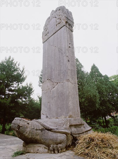 Stone tablet mounted on a carved stone tortoise at Yong Le Palace