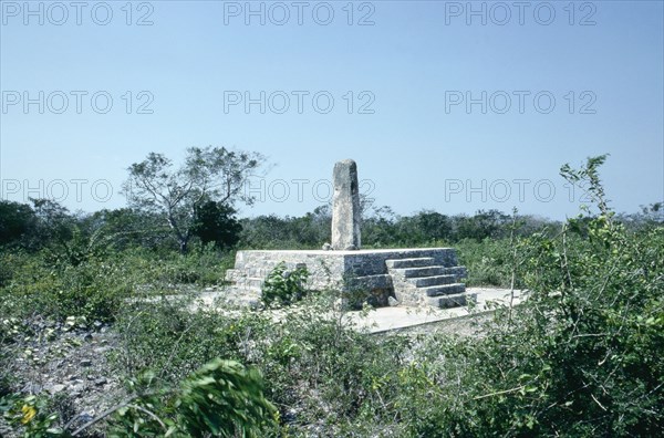 Gnomon on stepped base at Dzibilchaltun