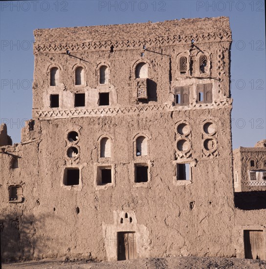 Ruins of multi-storeyed house in a village near San'a