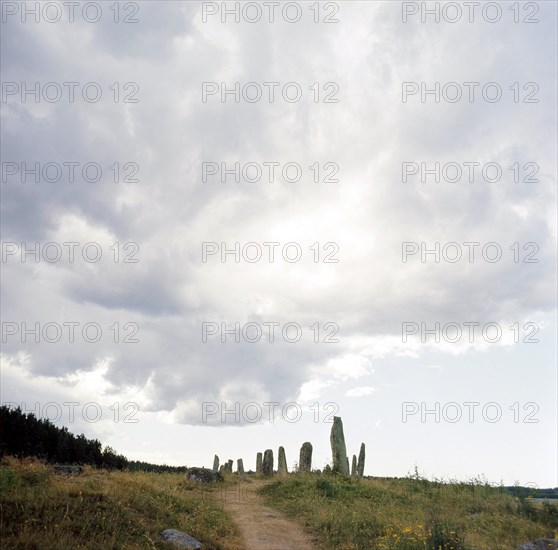 Burial site with stones forming the shape of a ship