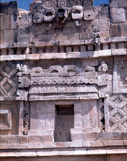 Facade of one of the buildings of the Nunnery quadrangle at Uxmal