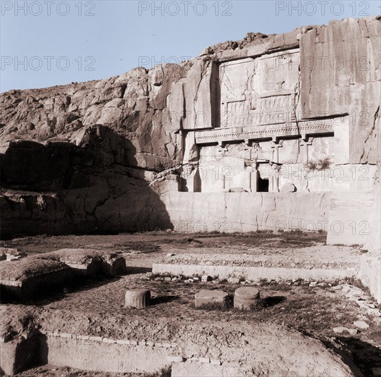 View of the tomb of Darius the Great, identified by inscriptions