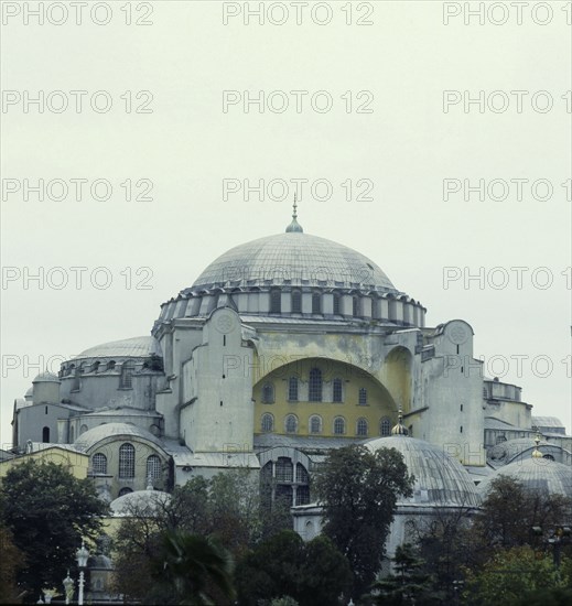 An exterior view of Hagia Sophia, Istanbul which was built by Emperor Justinian