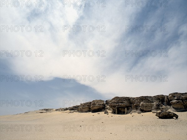 View of the site of the necropolis for Hermopolis Magna and of the boundary stele of Akhenaten