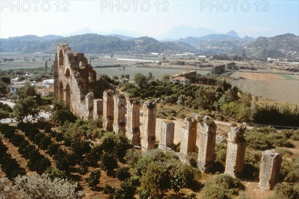 View of the aqueduct of Aspendos