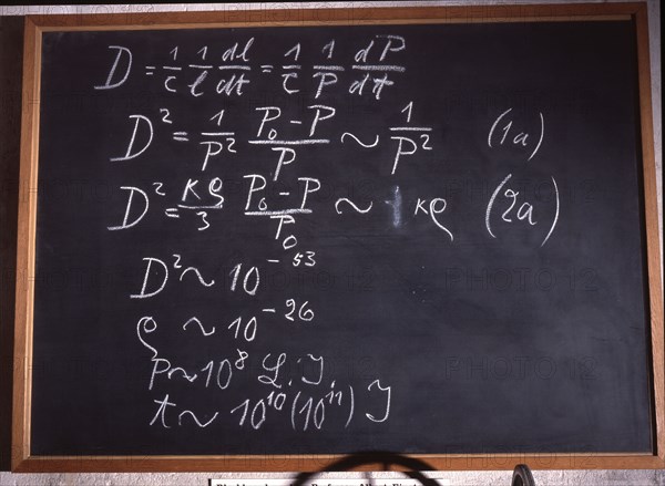 Einstein's blackboard used at the second of three Rhodes Memorial Lectures