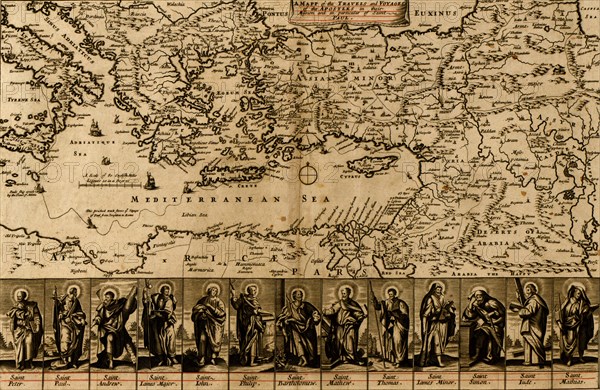 Map of the Travels & Voyages of the Apostles 1705