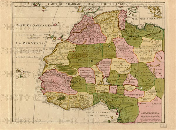 Map of Barbary & Black Africa & Guinee 1718