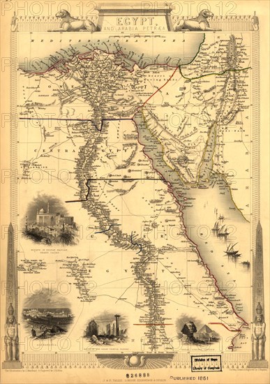 Egypt & Arabia Petrea(assholes put the stamp over the border) 1800's