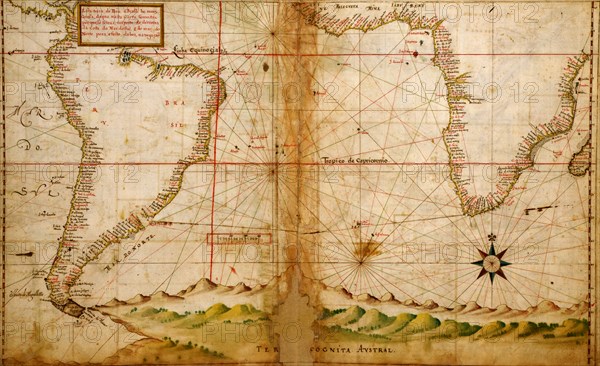 Portuguese Navigational Map of the South Atlantic - 1630 1630