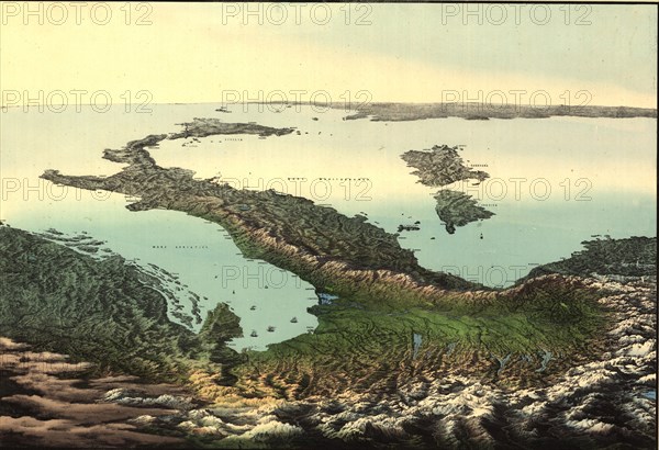 Pictorial aerial map of the Italian Peninsula & Sicily - 1800's 1800's