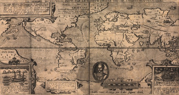 Sir Francis Drake World Map - 1581 1581