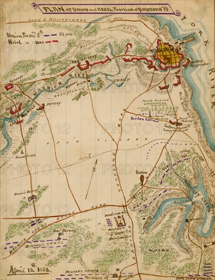 Union and Rebel position at Yorktown Va. 1862