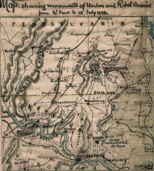 At the end of June 1863, Union and Confederate troops were moving towards Gettysburg, Pa.  1863